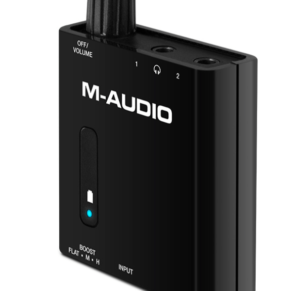 M-AUDIO Bass Traveler Portable Headphone Amplifier with Dual Outputs and 2-Level Boost